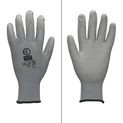 ECD Germany 12 Paires de Gants de Travail en PU - Taille 10-XL - Couleur Gris - Élastique - Protection Usages Multiples - pour Mécanicien Constructeurs Travail de Jardin Bricolage Activités Montage