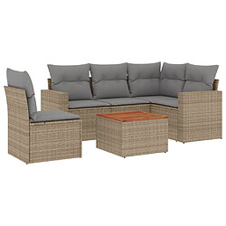 vidaXL Salon de jardin avec coussins 6 pcs beige résine tressée