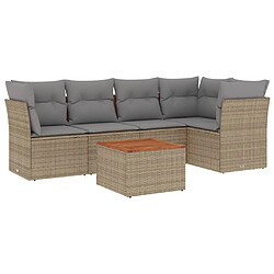 vidaXL Salon de jardin avec coussins 6pcs mélange beige résine tressée