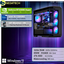 Sedatech Pack PC Gamer V360 • Intel i9-13900KF • RTX4080 Super • 32Go RAM • 2To SSD M.2 • Windows 11 • Moniteur 28"