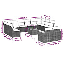 Acheter vidaXL Salon de jardin avec coussins 13 pcs gris résine tressée