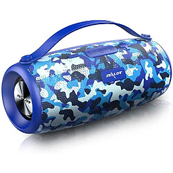 Chrono Enceinte Bluetooth Portable, ZEALOT Stéréo sans Fil avec Powerbank 20 Heures d'Autonomie Pilote Double 20W Bluetooth 5.3 Etanche Subwoofer Basses Puissantes AUX/TF/USB, Mains-Libres,Camouflage Bleu