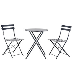 Avril Paris Table et chaises pliantes bistrot balcon terrasse - 2 places - Anthracite - FLORE