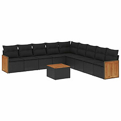 Maison Chic Salon de jardin 10 pcs avec coussins, Ensemble Tables et chaises d'extérieur noir résine tressée -GKD248679