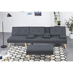 Avis Concept Usine Canapé scandinave convertible et modulable 5 places en tissu gris STOCKHOLM