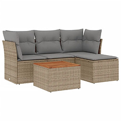 vidaXL Salon de jardin avec coussins 5 pcs beige résine tressée