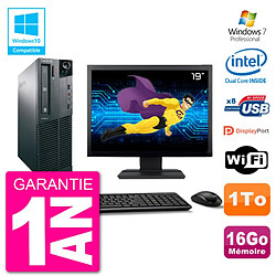 PC Lenovo M82 SFF Ecran 19" G2020 RAM 16Go Disque 1To Graveur DVD Wifi W7 · Occasion 