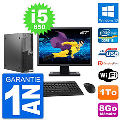 PC Lenovo M90 SFF Ecran 27" Intel Core i5-650 RAM 8Go Disque 1To Windows 10 Wifi - Occasion