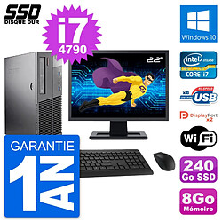 PC Lenovo M93p SFF Ecran 22" Intel i7-4790 RAM 8Go SSD 240Go Windows 10 Wifi - Occasion