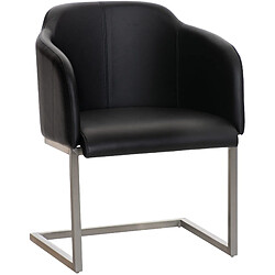 Decoshop26 Chaise de salle à manger fauteuil visiteur design moderne en PVC noir et acier inoxydable 10_0001914