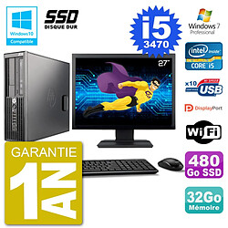 PC HP Z220 SFF Ecran 27" Core i5-3470 RAM 32Go SSD 480Go Graveur DVD Wifi W7 · Occasion 