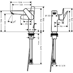 Mitigeur de lavabo HANSGROHE Talis E 150, avec tirette et vidage chromé - 71754000