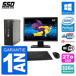 PC HP ProDesk 400 G3 SFF Ecran 19" G4400 RAM 32Go SSD 2To Windows 10 Wifi · Occasion 