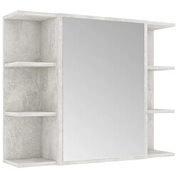 vidaXL Armoire à miroir de salle de bain Gris Béton Bois d’ingénierie