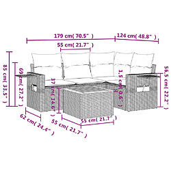 vidaXL Salon de jardin avec coussins 5 pcs beige résine tressée pas cher