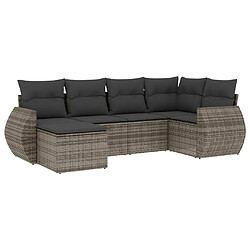 vidaXL Salon de jardin 6 pcs avec coussins gris résine tressée