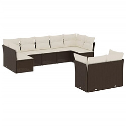 vidaXL Salon de jardin avec coussins 9 pcs marron résine tressée