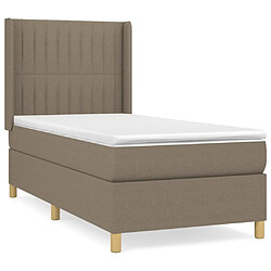 Maison Chic Structures de lit + matelas,Lit à sommier tapissier avec matelas Taupe 90x190 cm Tissu -MN39443