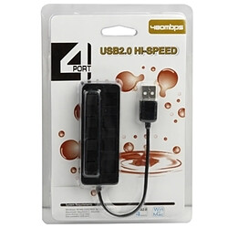 Wewoo Hub USB 2.0 noir 4 Ports USB 2.0 avec 4 Commutateurs