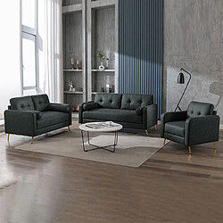 Mes Ensemble 2 canapés + fauteuil en microfibre anthracite - GLIMAR 