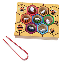 Universal Clip pour enfant Ruche intelligente Couleur Jouet cognitif Bois Précoce Montessori Enfance Jouet éducatif Petite abeille | Puzzle (jaune)