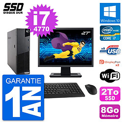 PC Lenovo M83 SFF Ecran 27" Intel Core i7-4770 RAM 8Go SSD 2To Windows 10 Wifi - Occasion