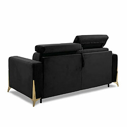 Avis Inside 75 Canapé express ODACIO convertible sommier lattes 140cm têtières réglables matelas 16cm pieds dorés velours noir