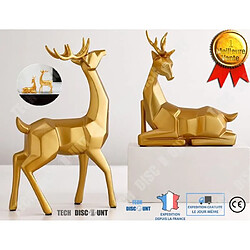 Tech Discount TD® sculpture ornement doré cerf chevreuil decoration resine animaux moderne créatif design maison artisanale chambre statue