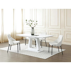 Vente-Unique Table à manger extensible 6 à 8 personnes en MDF - Blanc laqué - LAZINEO