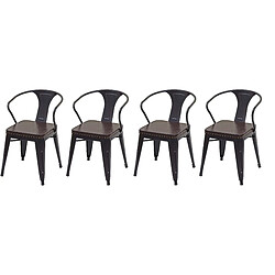 Decoshop26 4x chaises de salle à manger cuisine en synthétique et métal style industrielle marron noir CDS04551