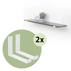 Lot de 4 Supports d'Étagère ML-Design 20x4x14 cm, en Métal, Blanc, Style Industriel