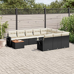 Maison Chic Salon de jardin 11 pcs avec coussins, Ensemble Tables et chaises d'extérieur noir résine tressée -GKD529550