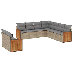 vidaXL Salon de jardin avec coussins 9 pcs beige résine tressée