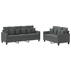 Maison Chic Ensemble de canapés 2 pcs avec coussins, Canapé droit Sofa pour Salon Gris foncé Tissu -GKD664240