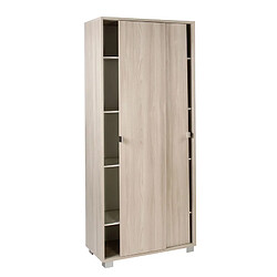 Webmarketpoint Armoire polyvalente à deux portes coulissantes avec étagères Light Elm 82x41x h190 cm