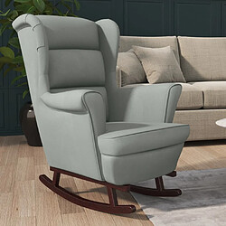 Maison Chic Fauteuil à bascule et pieds,Fauteuil pour relax en bois d'hévéa Gris clair Velours -MN43020