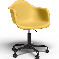 ICONIK INTERIOR Chaise de bureau avec accoudoirs - Chaise de bureau avec roulettes - Structure noire Weston Jaune pâle