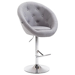 Decoshop26 Tabouret de bar design moderne forme œuf capitonné avec repose-pieds en métal chromé tissu gris TDB10337 