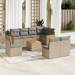 Maison Chic Salon de jardin avec coussins 9 pcs | Ensemble de Table et chaises | Mobilier d'Extérieur beige résine tressée -GKD59103