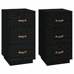 Maison Chic Lot de 2 Tables de chevet - Tables de Nuit Noir 40x40x75 cm Bois de pin massif