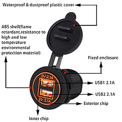 Wewoo Chargeur Adaptateur de prise secteur allume cigare universel pour voiture 4.2A 5V IP66 avec ouverture + câble de 60 cm lumière orange pas cher