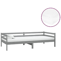 Maison Chic Lit de jour avec matelas, Lit de repos Lit d'invité pour Salon Chambre,Canapé-lit 90x200 cm Gris Bois de pin massif -MN37651