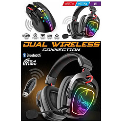 Spirit of Gamer Souris Sans fil 2.4ghz 4800DPI 8 BOUTONS RGB rechargeable + Casque Sans fil RGB XPERT H1500 7.1 Virtual Surround 