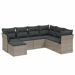 vidaXL Salon de jardin avec coussins 7 pcs gris clair résine tressée