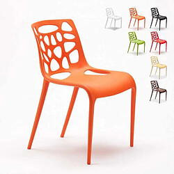 Ahd Amazing Home Design Chaise en polypropylène anti-uv design moderne Gelateria salle à manger et bar café Connubia, Couleur: Orange