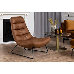 BELONG Fauteuil en Simili Marron - Pieds Métal 