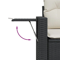 Acheter vidaXL Salon de jardin 3 pcs avec coussins noir résine tressée