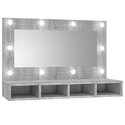 Helloshop26 Armoire à miroir avec led 90 x 31,5 x 62 cm gris 02_0006679