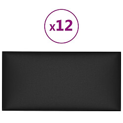 vidaXL Panneaux muraux 12 pcs Noir 60x30 cm Similicuir 2,16 m²