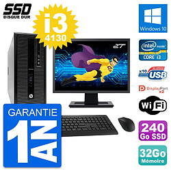 PC Tour HP EliteDesk 800 G1 Ecran 27" i3-4130 RAM 32Go SSD 240Go Windows 10 Wifi · Occasion 